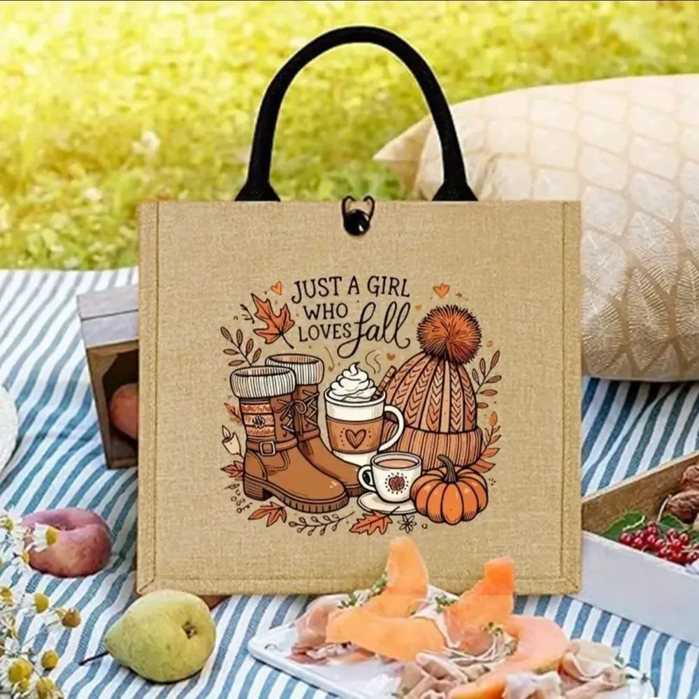 Charming Fall Tote Bag - Brown and Makeup Bag